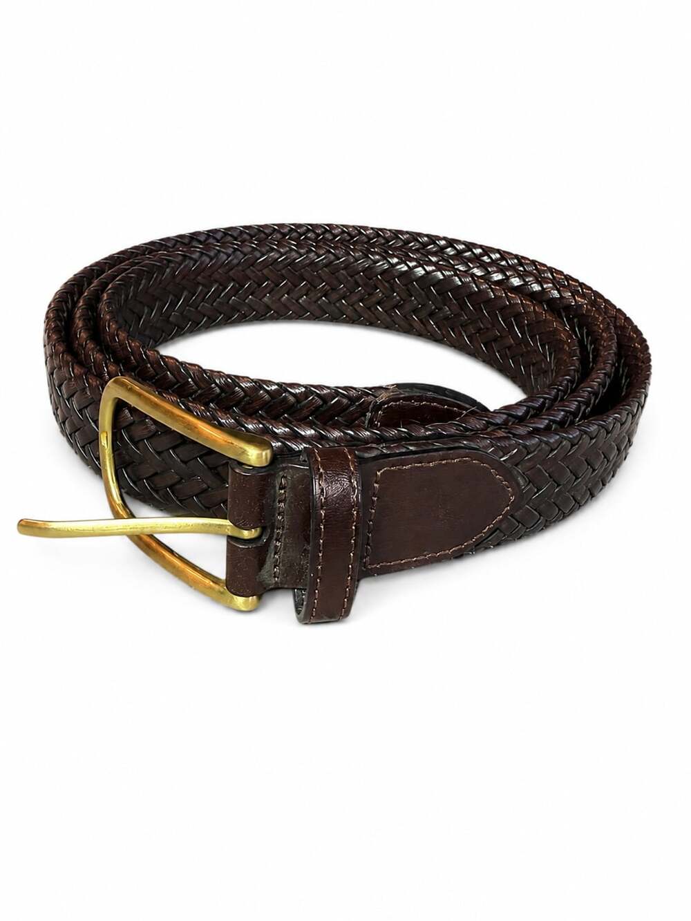 Perry Ellis Portfolio Men's Dark Brown Braided Leather Belt Size 46 KP65106